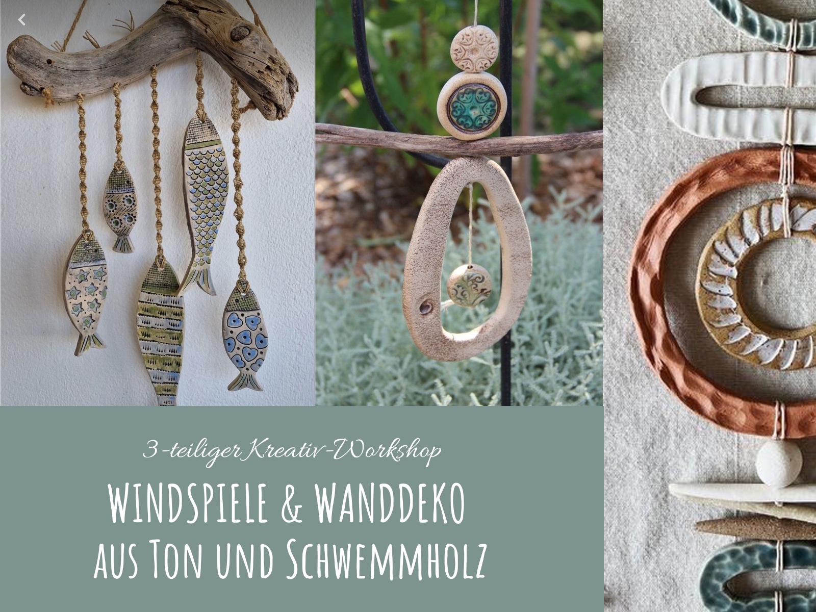 Keramik trifft Holz: Windspiele & Wanddeko