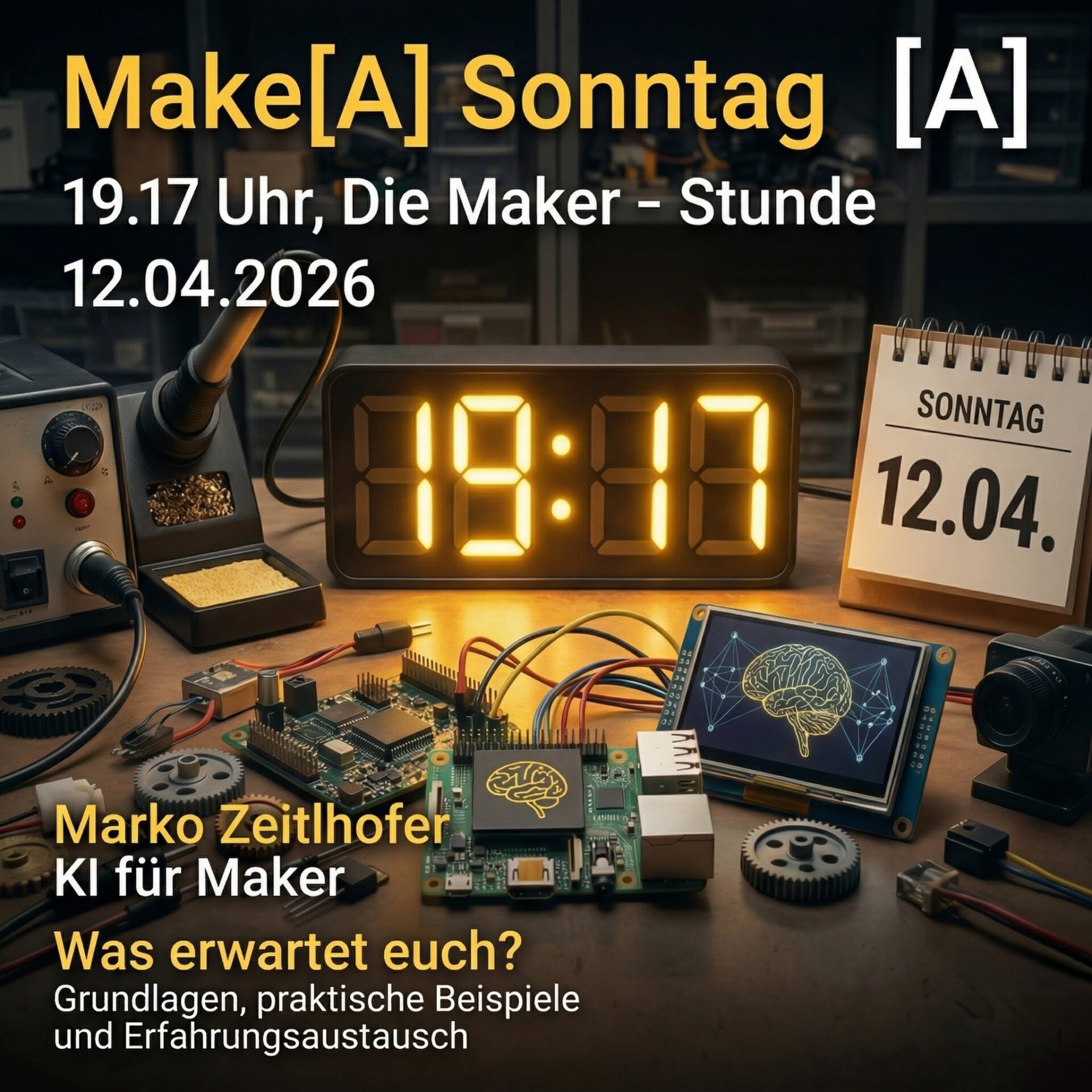 Make[A] Sonntag: „19:17 Uhr – Die Maker-Stunde“ mit Marko Zeitlhofer (KI für Maker)